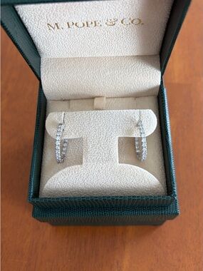 Pavé Silver Hoop Earrings - White